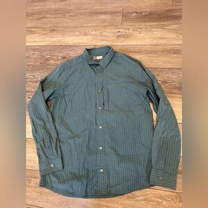 Toad&Co Teal and Blue Plaid Insect Shield Button-Down Shirt